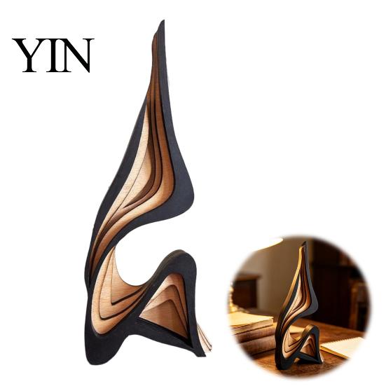 High End Decorative Gift Abstract Wood Art Sculpture, Modern Minimalist Solid Figurine for Living Handcrafted Wooden Decor Room Tabletop Decor,