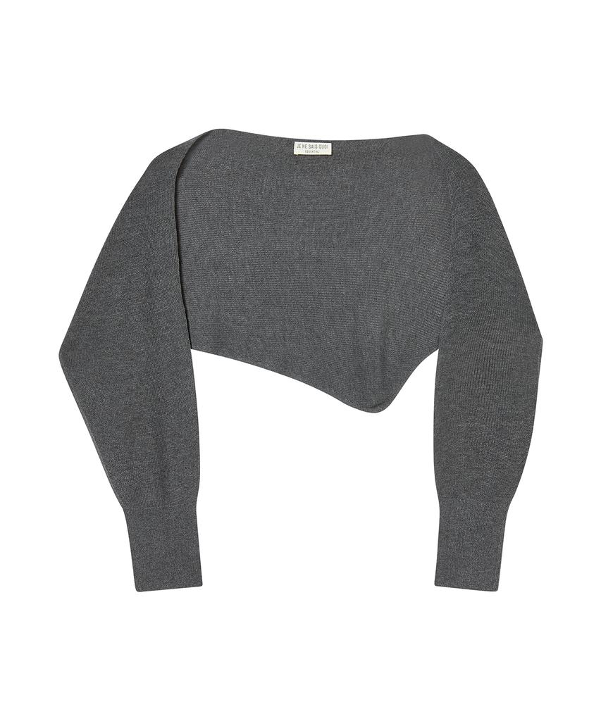 JE NE SAIS QUOI Rib Cashmere Knit + Shawl Muffler Set_ Charcoal