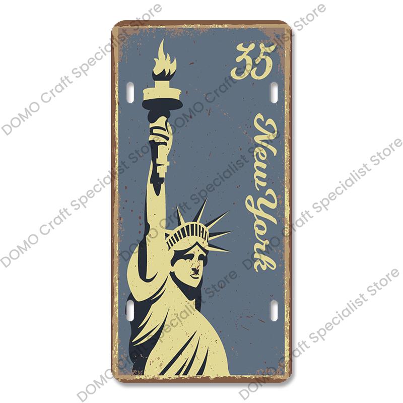 National Landmark Poster Car License Plate Retro France New York Australia Metal Tin Signs Wall Decor Garage Car Club