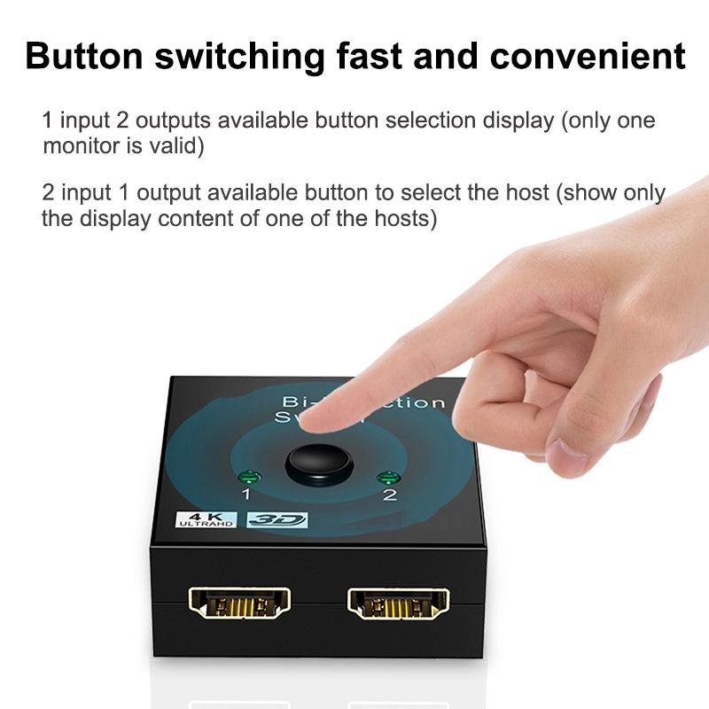 4K Switcher 2 in 1 out HDMI-compatible Adapter Converter Switch Bi-Direction 2.0 Splitter 1x2/2x1 for TV Box PS4 Pro/4/3
