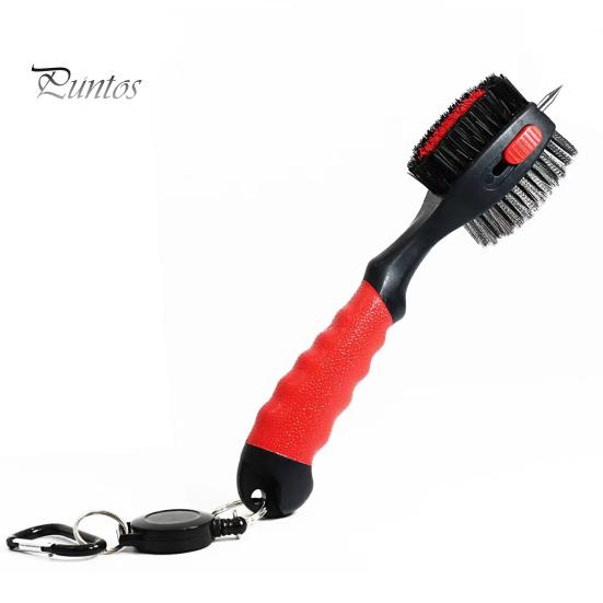 Щетка для клюшек для гольфа Инструмент для чистки клюшек для гольфа с выдвижным тросом и алюминиевым карабином Аксессуар для чистки клюшек для гольфа