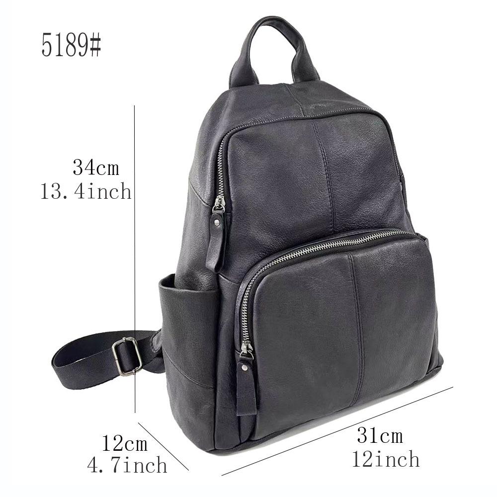 Кожаный рюкзак женский черный воловья кожа женский рюкзак универсальный мягкий кожаный молния сзади дизайн против кражи женская сумка