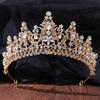 DIEZI New Baroque Korean Gold Color Crown Hair Accessories Luxury Crystal Tiara For Women Wedding Headdress Bridal Hair Zircon