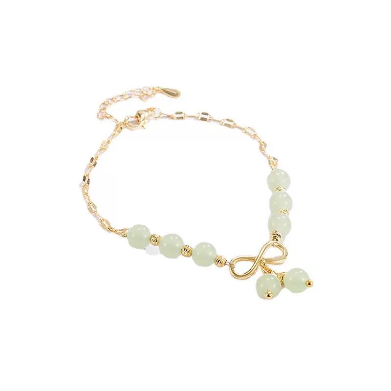 Элегантный женский браслет из нефрита с подвеской в виде вишни и бантиком - Милые, свежие украшения в национальном стиле