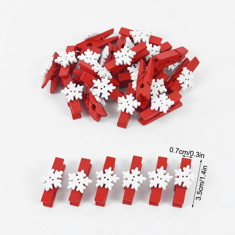 20Pcs Christmas Wooden Clips New Year Party Photo Wall Clip DIY Christmas Ornaments Decoration for Home Xmas Tree Snowflake Pegs