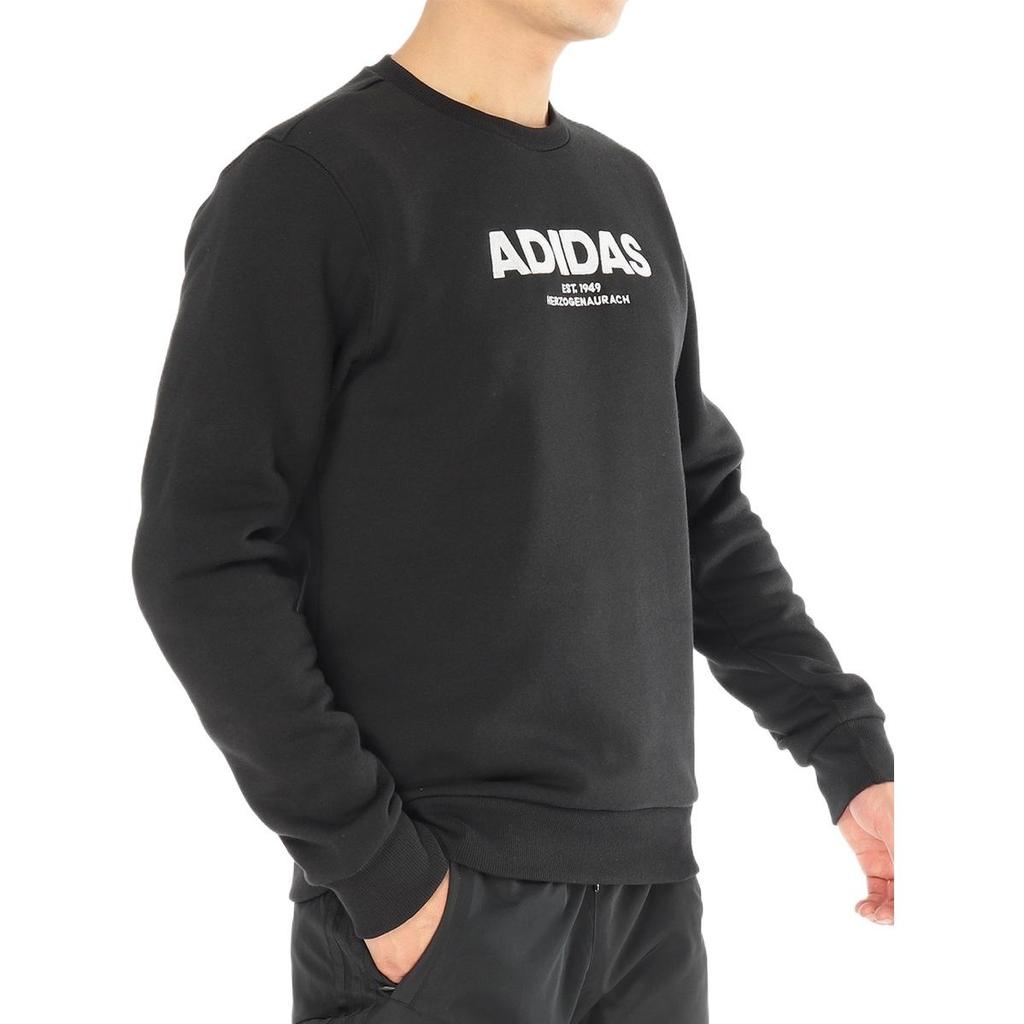 adidas Alphabet Round Neck Long Sleeves Hoodie Men's Black CZ9075