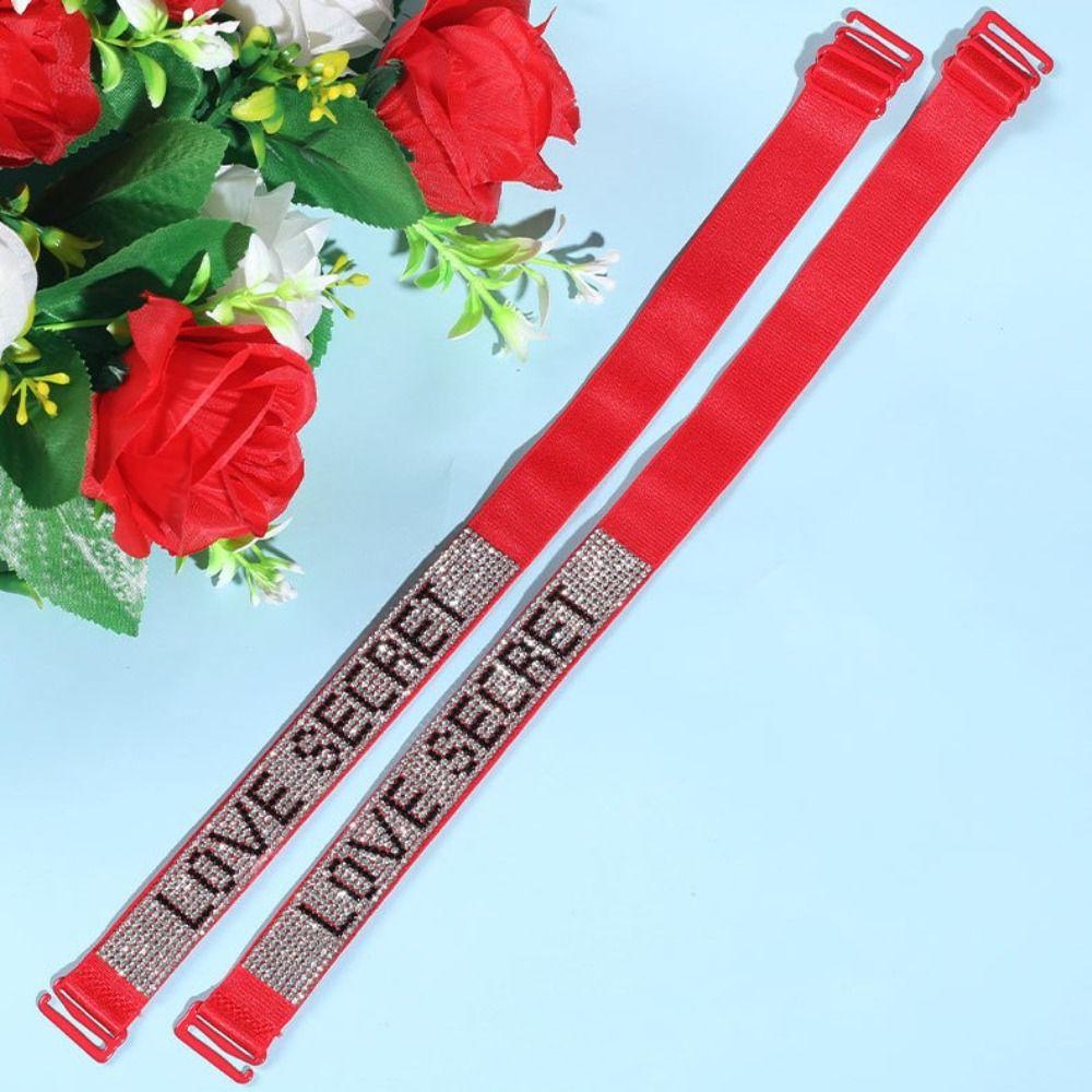 2pairs Adjustable Bra Shoulder Strap Anti Slip Underwear Strap Rhinestone Bra Strap Ladies