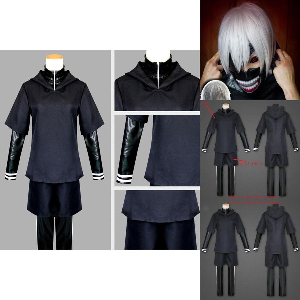 Элегантный костюм Канеки Кена из Tokyo Ghoul в полный рост с модным дизайном, идеально подходит для Хэллоуина и тематических вечеринок