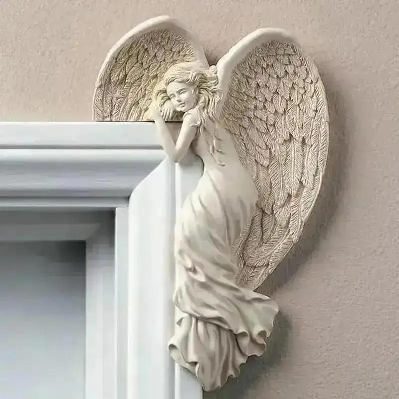 Angel Wings Resin Craft Door Frame Ornament Angel Winged Goddess Pendant Garden Door Decoration Home Gifts Left Right Wings