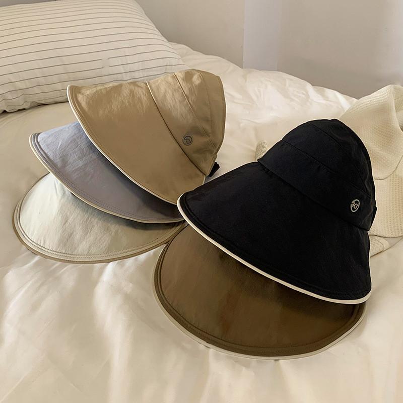 Trendy Large Brim Summer Hat For Women Uv Protection Black Sun Cap Visor