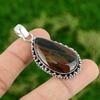 Daughters Day Sale Red Snakeskin Jasper Stone Art Deco Mother Pendant 925 Silver