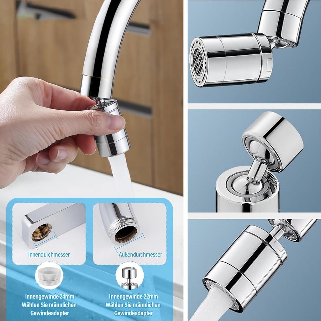 2 Modes Kitchen Faucet Spray Head Filter Adjustable 360° Rotary Splashback Tap Nozzle Bubbler Kitchen Sink Faucet Aerator