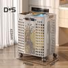 Корзина для белья с колесами, большая вместимость, складная конструкция, корзина для хранения на колесах с ручкой