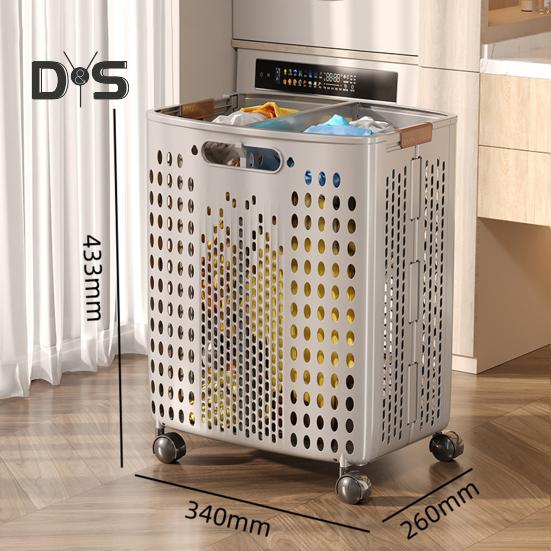 Корзина для белья с колесами, большая вместимость, складная конструкция, корзина для хранения на колесах с ручкой