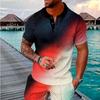 New Trendy Men'S Summer Collar Paul T-Shirt Men'S Heavy Oversize Solid Color Casual Short Sleeve