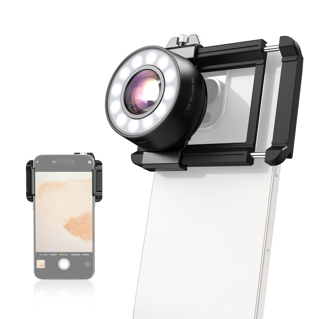 APEXEL APL-MS120 120X Mobile Phone Microscope Lens Observation Lens for Phone with LED Fill Lights