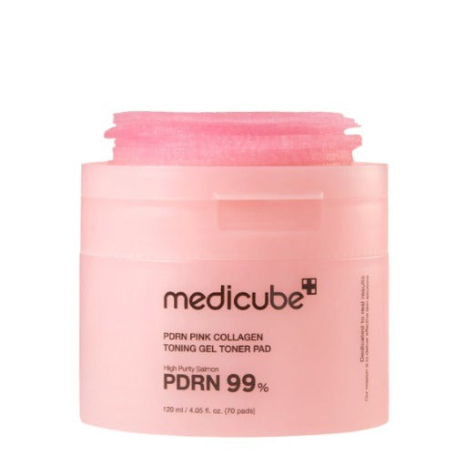 Medicube PDRN Розовый Коллагеновый Тонизирующий Гель-Тонер Пэды 120 мл / 70 шт.