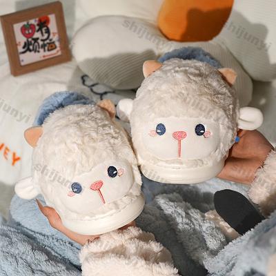 Модные новые пушистые тапочки для дома для женщин и мужчин, зимняя новая теплая обувь, милые мультяшные толстые плюшевые противоскользящие парные домашние хлопковые тапочки