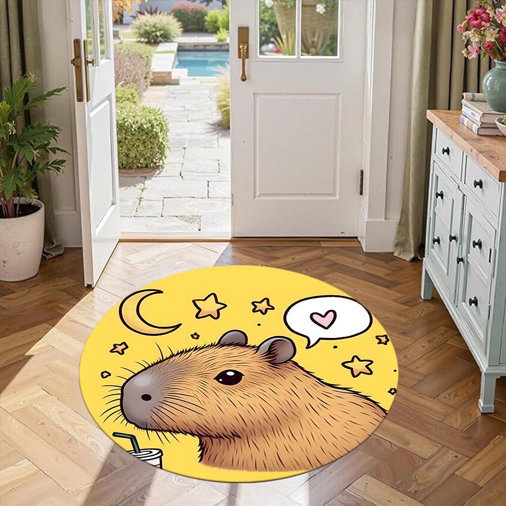 Capybara1 Round Area Rug Design for Kitchen Living Rooms Entryway Decorate room Antislip Round Carpet Office home decor Wedding Party Gift