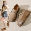 Platform-soled Borken Shoes for Women's Spring and Autumn New Retro Women's Casual Belt Buckle Single Shoes for Women