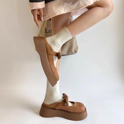 Носите полутапочки женские новые весенние прохладные тапочки сумка голова бант с юбкой толстая подошва Мэри Джейн