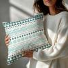 Pattern Teal Geometric  Floral Cushion Cover Patterned Cushion Cover Romantic  Cozy Home Sofa Decoration