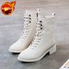 Fashion Women's Ankle Boots Combat Leather Black Lace-up Female Short Shoes Boot Fashion 2025 Hot On Promotion New Rock In Sale Booties
