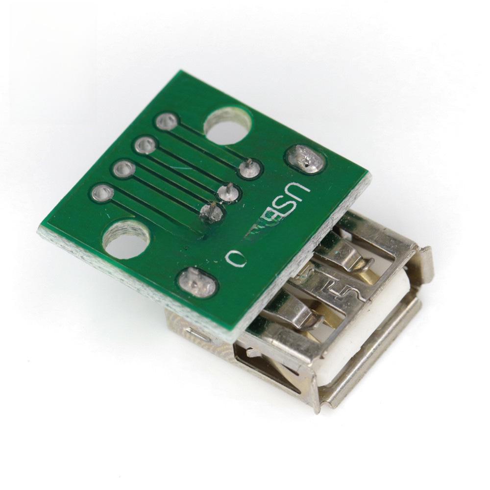 Плата адаптера USB 2.0 Female to DIP 4-Pin с припаянным кабелем питания и передачи данных
