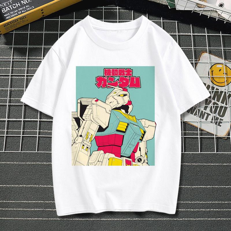Аниме Футболка Mobile Suit Gundam для Мужчин Женщин Детей Классический Робот Графика Повседневная Хлопок Короткий Рукав Уличная Одежда Топ