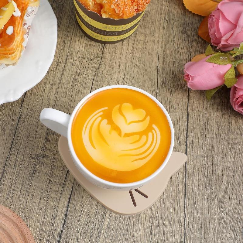 1pc Cat Coasters, Silicone Cute Coasters Easy To Clean, Fun Coaster Non Slip Hot Pads for Drinks, Coffee Table Dinning Room Decorations for Cat Lovers