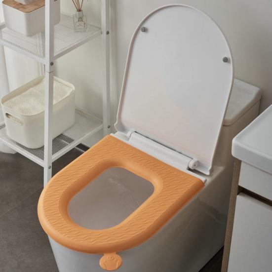 Подушка для сиденья унитаза с мягкой на ощупь поверхностью, водонепроницаемая EVA, портативный коврик для унитаза, моющийся, с ручкой, гигиеничная подушка для сиденья унитаза