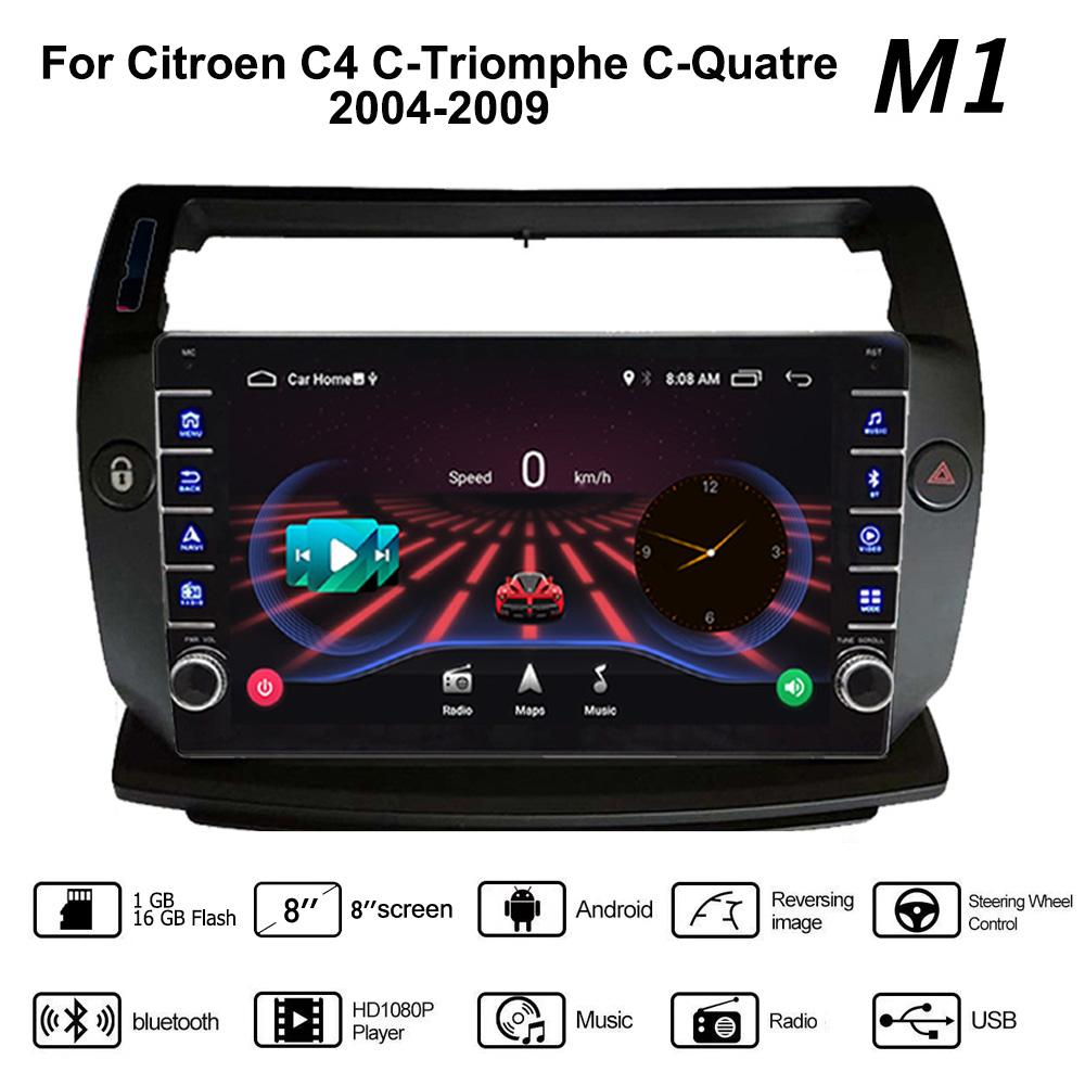Для Citroen C4 C-Triomphe C-Quatre 2004-2009 с кнопкой, автомобильным радио, мультимедиа, 2Din, стерео аудио, Android-видео, 1 + 16 ГБ