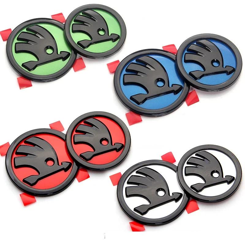 DDWO5 80mm 90mm Car Emblem ABS Front Hood Badge Rear Trunk Stickers for Skoda Yeti Superb Kodiaq Rapid Fabia Octavia A7 RS VRS 2025