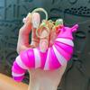 Creative Fidget Slug Keychain Plastic Twist Flexible Fidget Toy Colorful Sensory Slug  Decoration