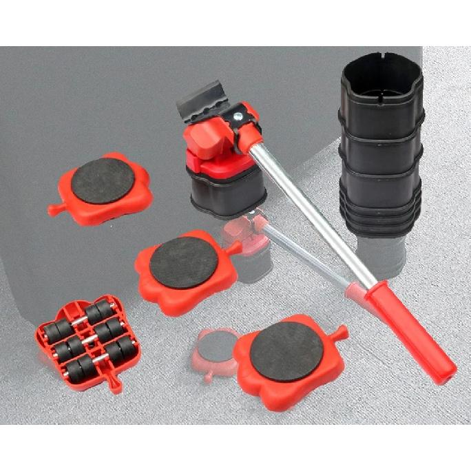 Heavy Duty Furniture Lifter Transport Tool Leverage with 4 Roller Sliders Easy Moving Appliance Suitable for Tile/Hardwood Floor