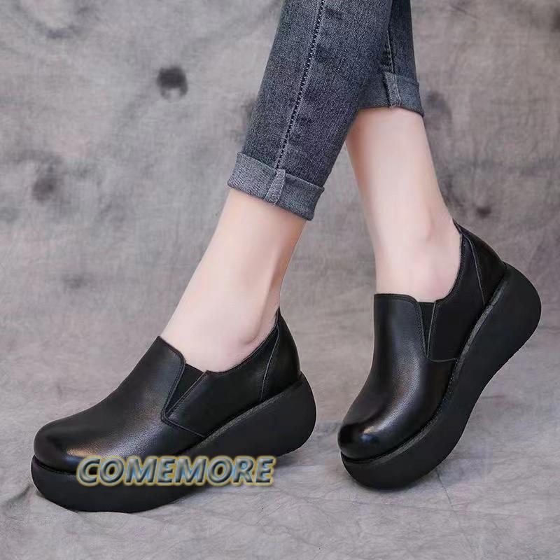 Модная обувь женская 2024 тренд туфли на платформе весна лето лоферы кожаные повседневные круглый носок слипоны женские кроссовки дышащие модные