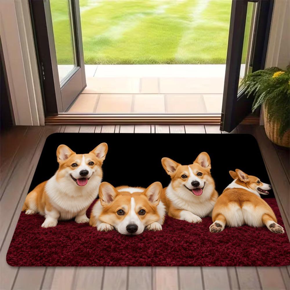 Non-slip Optical Illusion Doormat Diatomite Bath Mat Creative Dog Pattern Floor Mat Entryway