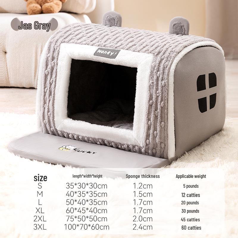 Unisex Houndstooth Pet Nest for Autumn/Winter - Fits Medium To Large Pets