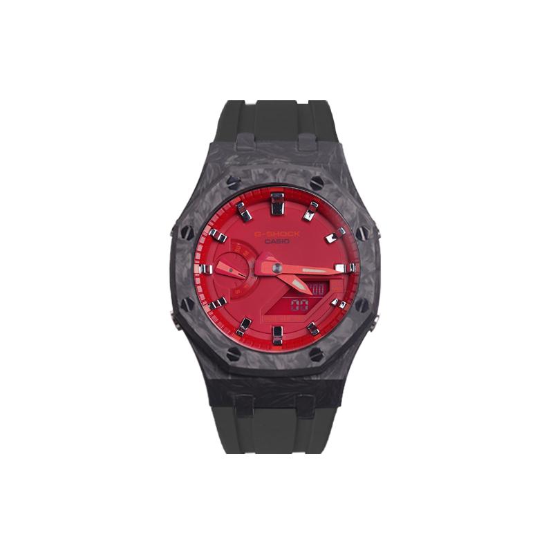 Casio Унисекс Жидкокристаллические, Аналоговые Двойной Дисплей Серия 44 мм Красные Часы GA-2100-4A(Часы1--)