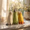 Quirky 3 Cats Resin Flower Vase Cute Cartoon Cat Figurine Decorative Desktop Ornament For Home Office Table Shelf Decoration