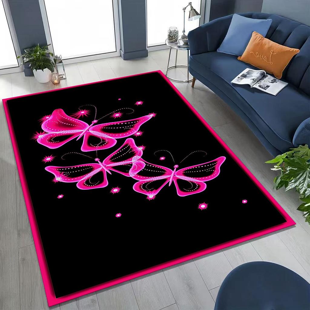 27 Style Dream Butterfly Flower Cartoon Rug for Bedroom Living Room Sofa Home Doormat Decor,Large Kids Play Non-slip Floor Mat