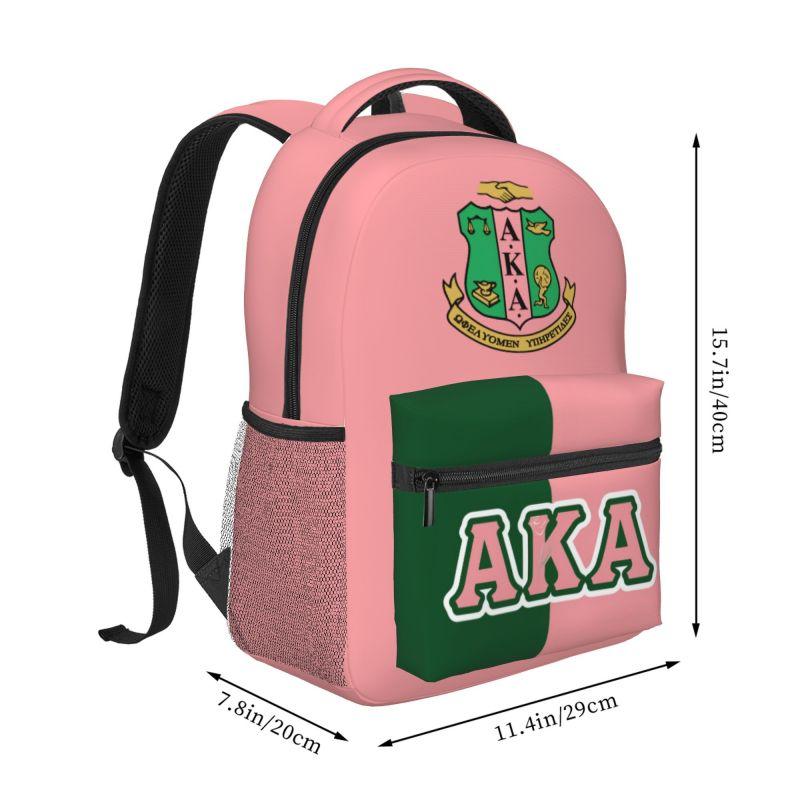 Pink & Green AKA Sorority 1908 Backpacks for Women Girls Travel Shoulder Bag School Laptop Bookbag Women Durable Casual Daypack