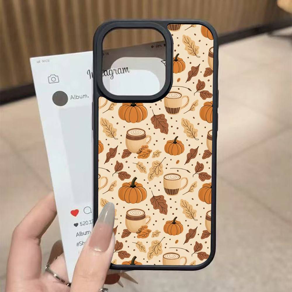 Осенние Листья Тыква Для iphone 11 12 13 14 15 Pro Max 17 16 Plus Жесткий PC+TPU Задняя Крышка