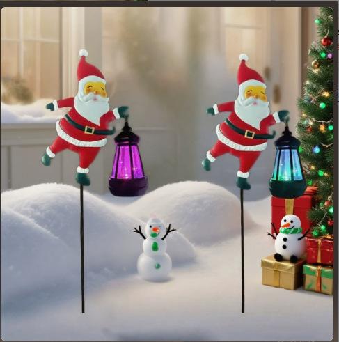 Cross-border Bestseller Solar-powered Santa Claus Lawn Light Die Casting Wrought-iron Hollow-out Goblin Outdoor Courtyard Garden