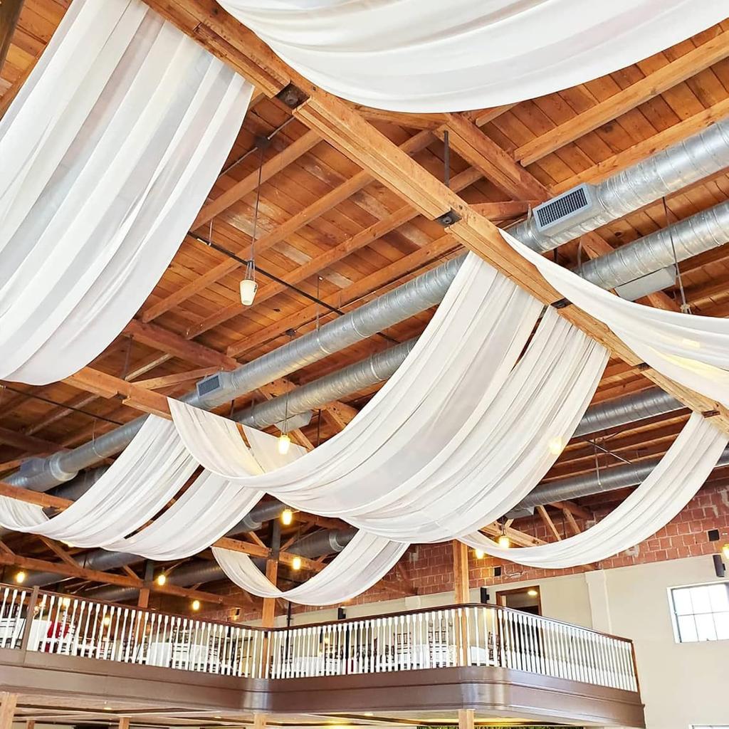 Белые потолочные шторы для арок, шифоновая занавеска для вечеринки, церемонии, сцены, свадьбы, украшения отеля, вуаль