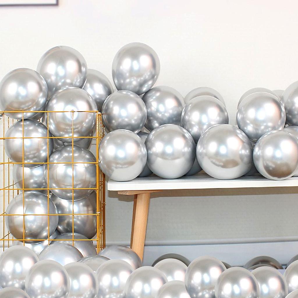 Metallic silver chrome balloons party anniversary decoration 100 pieces