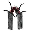 Dark Series Skull Antelope Horn Hairband With Skull Flower Design For Halloween Costume Party Dressingup Accessories
