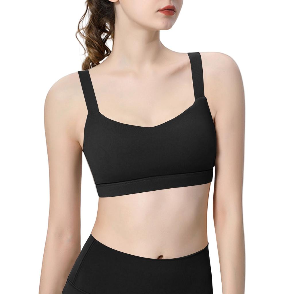 Women's Y Back Sports Bra - Padded Low Impact Spaghetti Thin Strap Workout Yoga Top