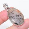Natural Black Rutile Gemstone 925 Sterling Silver Jewelry Pendant 1.89" W9C15
