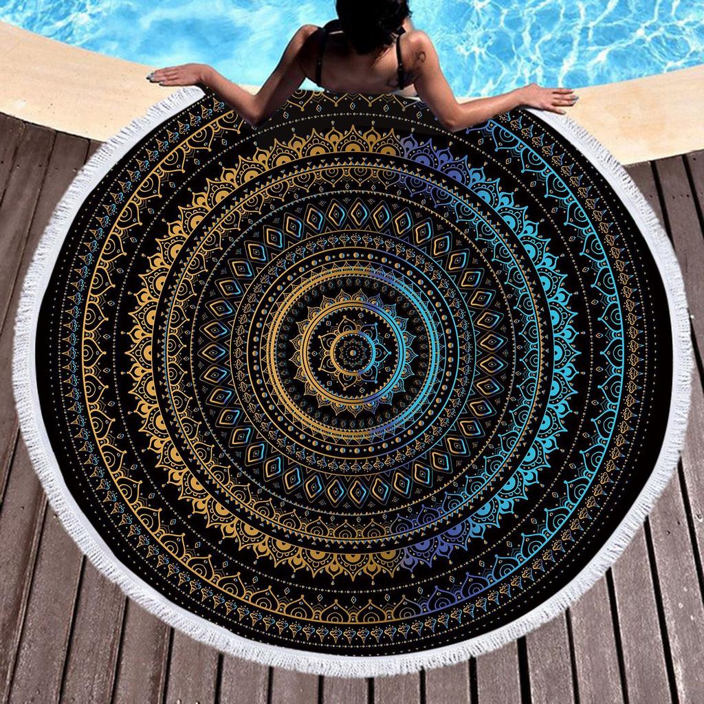 Direct Supply Explosive Round Beach Towel Microfiber Quick-Drying Water-Absorbing Bohemian Fringed Beach Towel